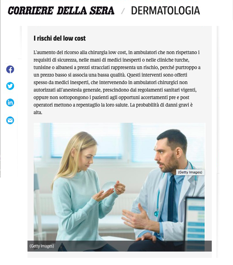 articolo Corriere della Sera i rischi del low cost